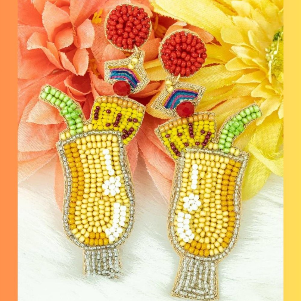 VIOLA Pina Colada Seed Bead Pierced Earrings NWT